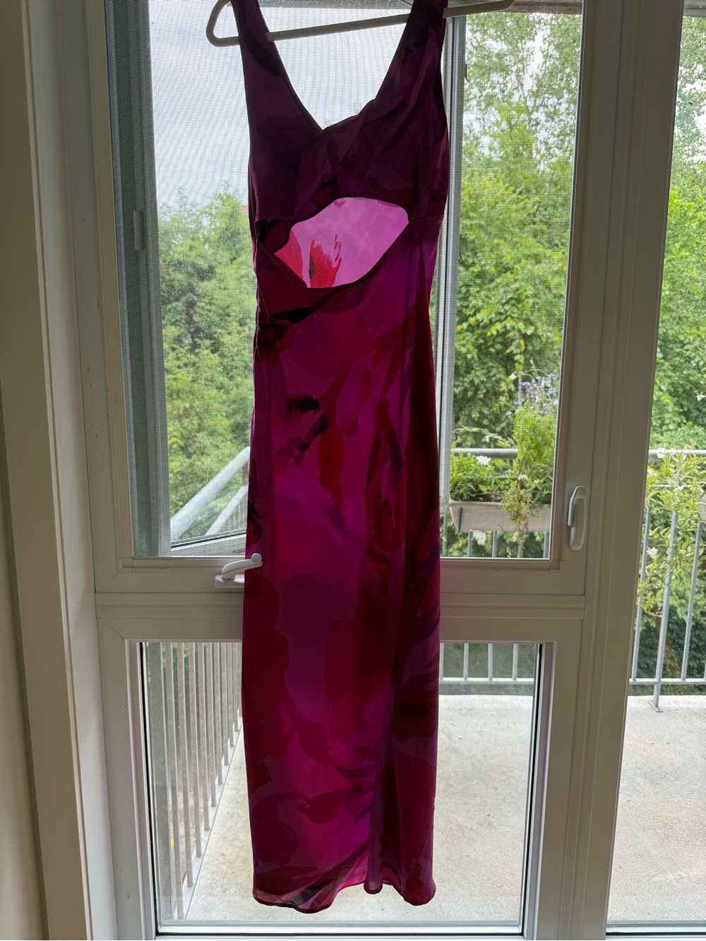 Zara Fuchsia Pink and Red Printed Midi Dress - Picture 7 of 10